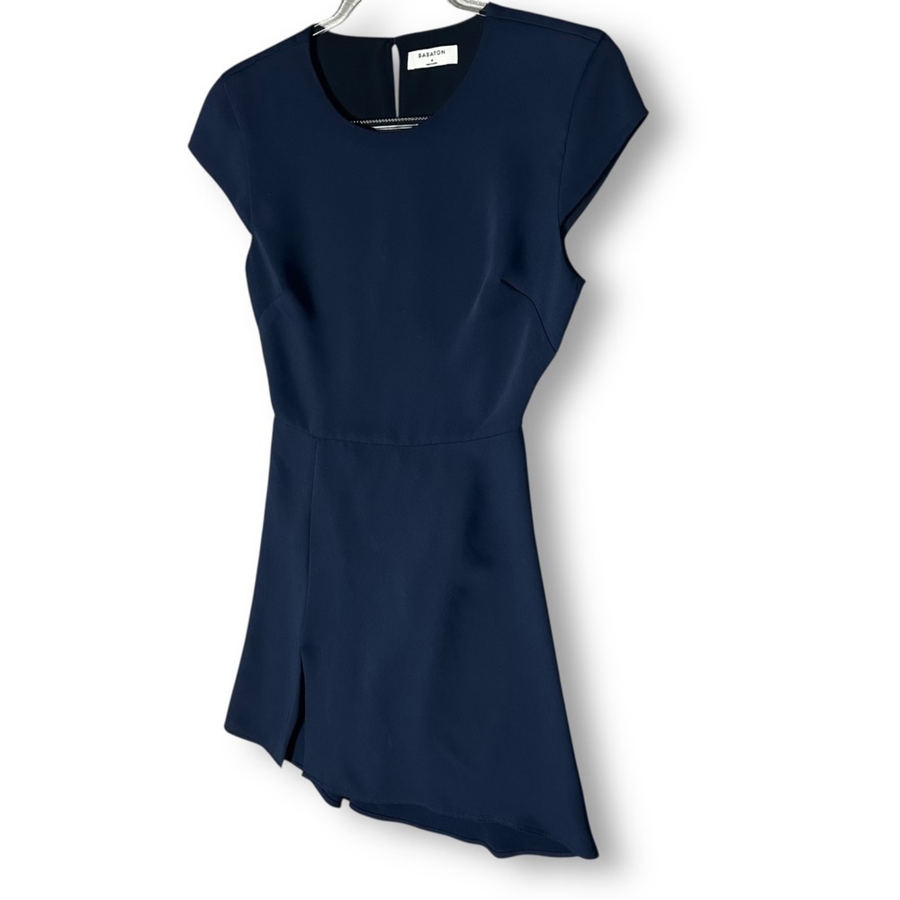 Aritzia Babaton Hamptons Mini Dress Sz 4 Navy Blue Cutout Back Minimalist - Picture 6 of 13